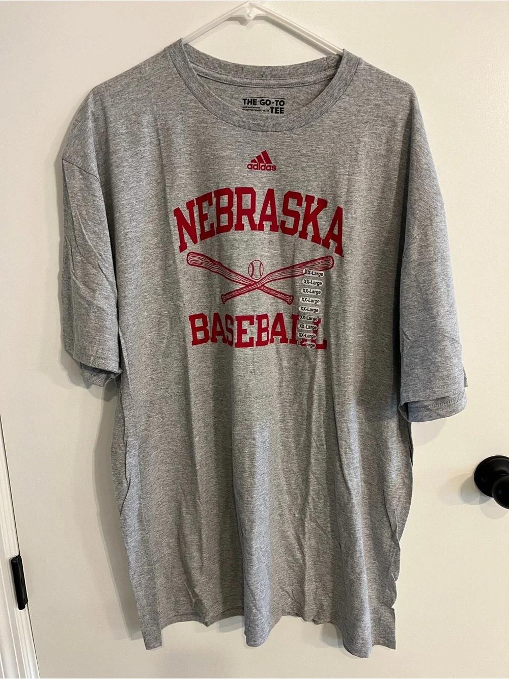 NWT Mens Size Adidas 2XL Nebraska Baseball Tee Shirt
